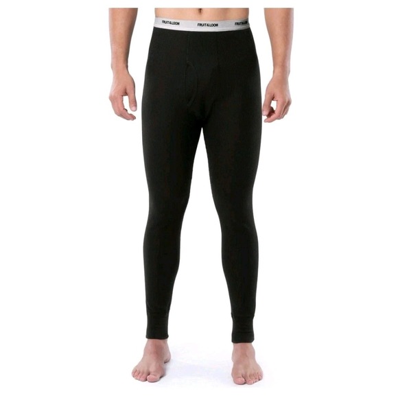 Fruit of the Loom Mens Waffle Thermal Long John Underwear Black Size X-large NWT - Picture 1 of 12